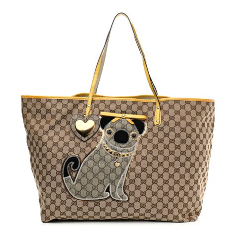 gucci oliver pug tote|GUCCI GG Monogram Patent Oliver Pug Tote Yellow Beige .